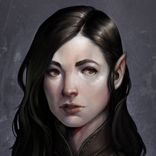 The character portrait of Lilissen Winterstar, a character from the actual-play series Curse of Strahd: Twice Bitten.